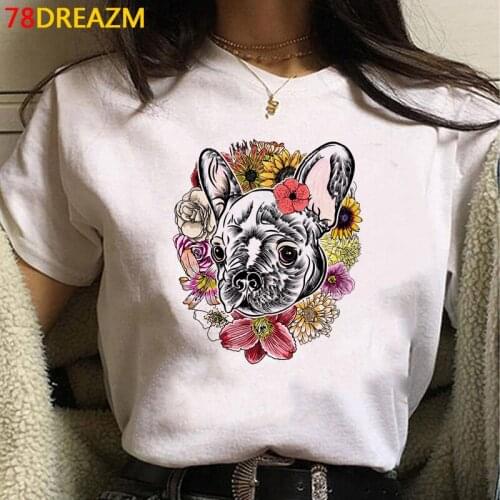 French Bulldog t-shirt women print japanese white t shirt harajuku tumblr clothes t-shirt couple clothes