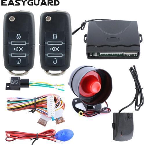 EASYGUARD Quality car security alarm system with keyless entry remote trunk release central door lock panic mode shock alarm