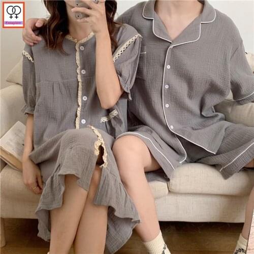 Matching Cute Suit Pajamas Sets Couple Sleepwear Dress Family Pijama Lovers Night Men & Women Casual Home Clothing