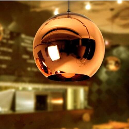 Modern Glass Globe Ball Pendant Lights Copper Shade Pendant Lighting Round Ceiling Hanging Lamp luminaire Kitchen Light Fixture