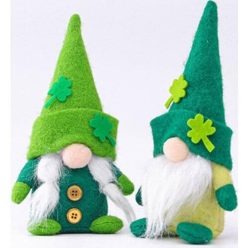 Patricks Day Tomte, Green Scandinavian Gnome Nisse Plush Clover Holiday Ornaments Decorations