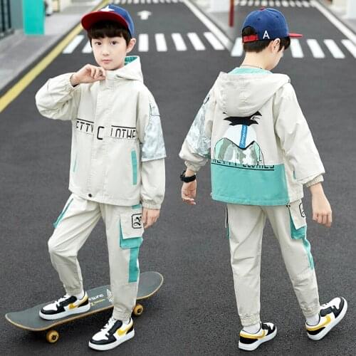 Loose Spring Autumn Girls Clothing Suits Coat +Pants 2pcs/Set Pullover Kids Teenager Outwear Sport Beach School High Quality