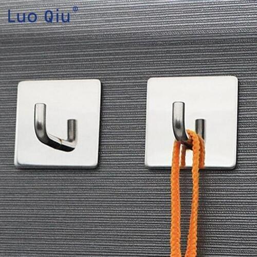 Hanger key holder wall stainless steel hotel robe hook bathroom clothes hook hanger square base decorative hook 4 pcs/lot
