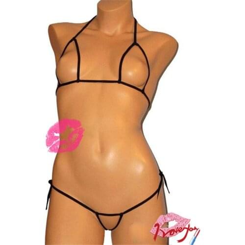 Women Sexy Crotchless Bandage Erotic Lingerie Sets Open Crotch Mini Micro Bikini Underwear Bra + Thongs G-strings Exotic Apparel