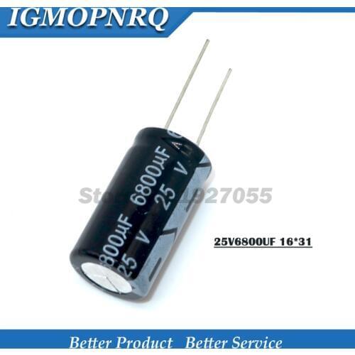 10PCS 25v6800uf 6800uf25v 16*31 25v 6800uf 16x31 Electro Electrolytic capacitor 25V6800UF