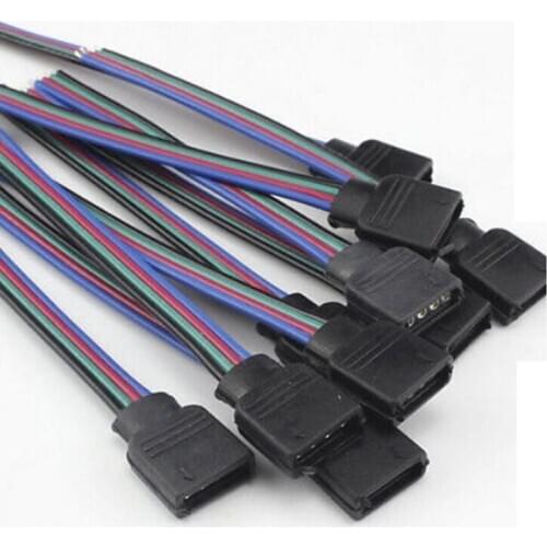 10 pcs/lot 4 pin Female plug RGB Connector Cable For SMD 3528 5050 RGB LED Strip Light