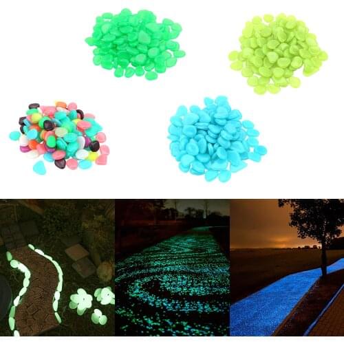 100 Pcs/Pack Garden Pebbles Luminous Stones Artificial Glowing Stones Rock Glow in the Dark for Walkway Aquarium Garden Yard