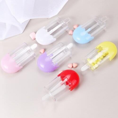 12pcs/lot Plastic Candy Box Wedding Like Candy Pack Kids Birthday Cute Ice Cream Stick Shaped Gift Case Christmas Party Supplies