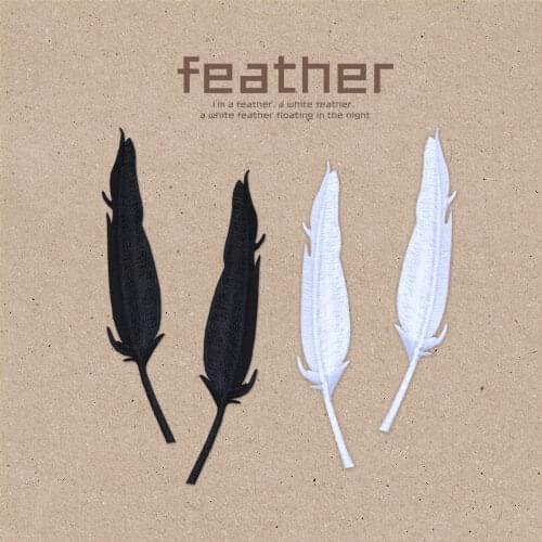 20pcs/lot Embroidery Patch White Black Feather Leaf Clothing Decoration Sewing Accessory Crafts Diy Iron Heat Transfer Applique