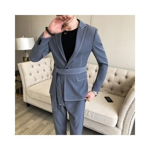 2020 hair stylist British style net red small suit male work clothes Slim Korean casual suit suit male trendy nightclub