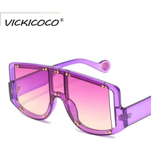 2021 Oversized Square Sunglasses Women Men Luxury Brand Rivet Frames Gradient Lens One Piece Sun Glasses Shades Female Eyewear