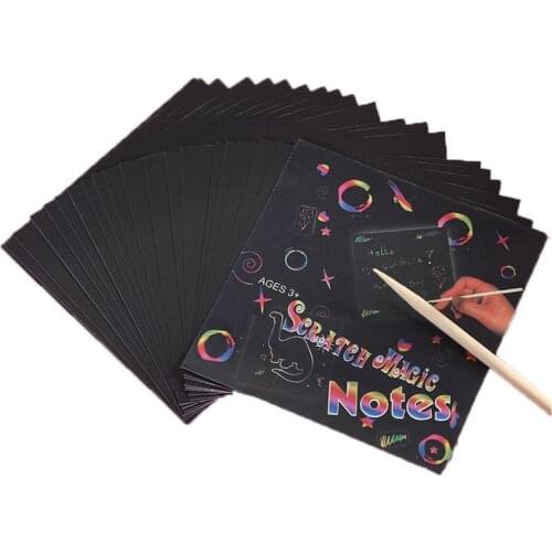 24 Sheets Scratch Paper Rainbow Painting Sketch Pads DIY Art Craft Scratchboard Y4QA