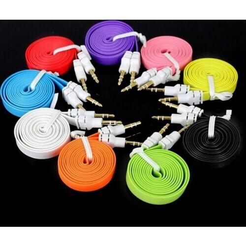 300pcs 3.5mm Jack Male to Jack Male Car Stereo Aux Audio Auxiliary AUX Cable Cord Flat Noodle Audio Cable For Computer MP3 Phone