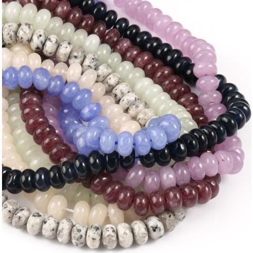 5x8mm Natural Stone Oblate Angelite Jaspers Jades Beads Rondelle Loose Spacer Beads For Jewelry Making Diy Bracelet Accessories