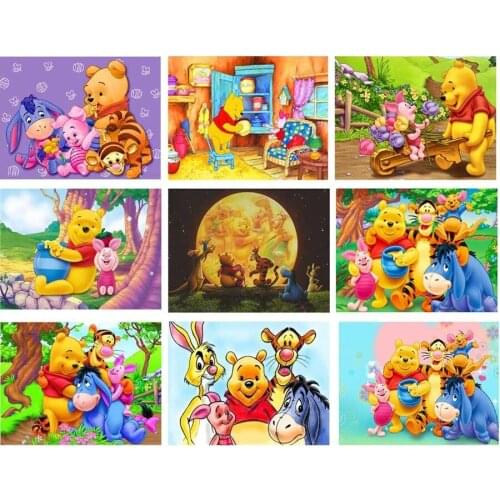 Disney 5D Diamond Painting Winnie The Pooh Cross Stitch Kits Diamond Embroidery Art Home Decor Cartoon Animal Mosaic Gift