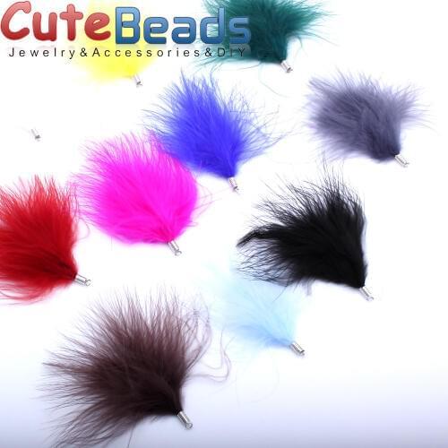 Free shipping 80MM 10pcs/lot Natural Turkey feathers Mixed color women necklace Earrings tassels DIY