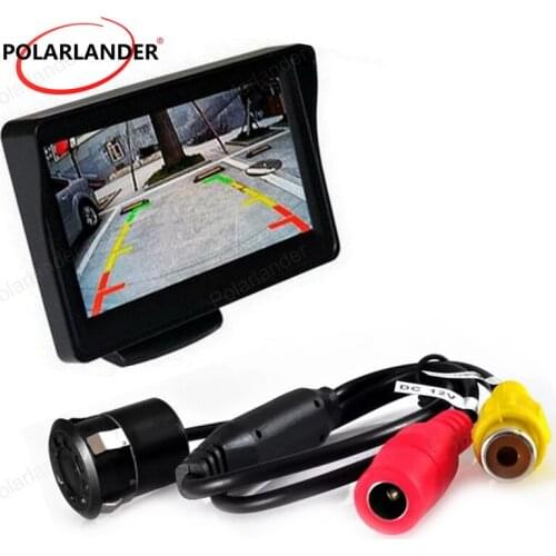 Wireless 4.3 Inch car Monitor TFT LCD Display two video input with 18.5mm 8 led night vision Rear View parking Camera