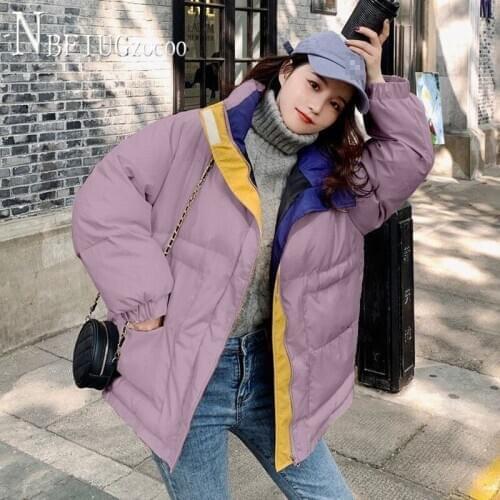 Beige Black Purple Color Plus Size Women Parkas Pocket Warm Female Coat