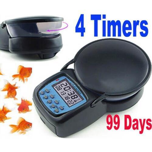 Big Volume Automatic Aquarium Fish Feeder 4 times per day 99 for flakes pellets Tetra fish food Pet Dry Food Portion Control