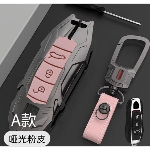 Aluminum Alloy Car Key Fob Holder Cover Case For Porsche Cayenne 911 996 Panamera Macan Shield Protection Leather Car Auto Parts