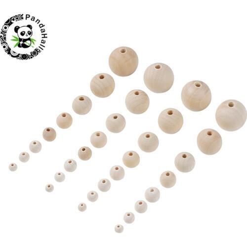 Pandahall 8-30mm Round Loose Spacer Wood Beads Round for Jewelry Making DIY Bracelet Necklace 32pcs