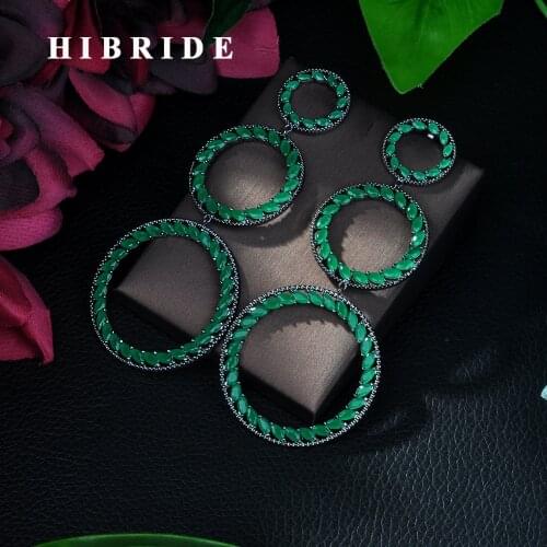 HIBRIDE 2019 Fashion Womens Earring Large long Round Shape Dangle Earring Trend Fashion Jewelry Women Party Accessiroes E-87