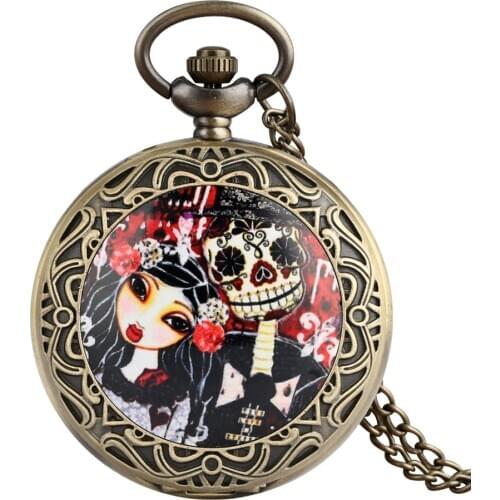 Famous Tim Corpse Bride Movie Quartz Pocket Watch Retro Skull Quartz Extension Fobs Watches Gifts Colar Masculino for Men Women
