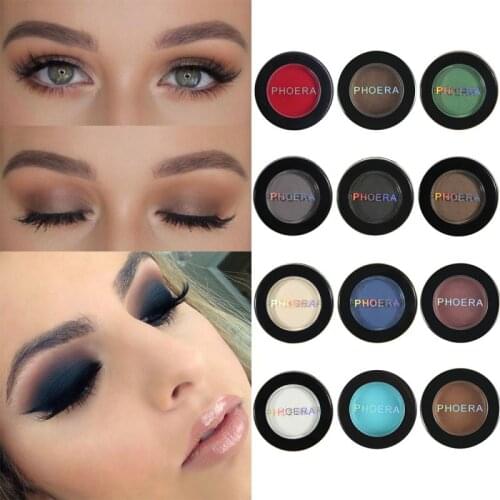 PHOERA Matte 12 Colors Eye Shadow Easy To Color Fine And Silky Powder Eyeshadow Palette Long-lasting Beauty Eye Makeup TSLM1