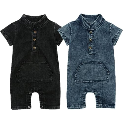 0-24M Fashion Baby Denim One-piece Romper Clothes Newborn Baby Kid Girl Boy Romper Jumpsuit Outfit Sunsuit