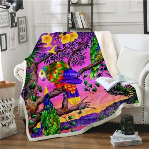 Cartoon Parrot Throw Blanket 3D Print Fleece Blankets For Beds Home Textiles Luxury Adult Gift Warm Bedspread Fashoin Fantasy