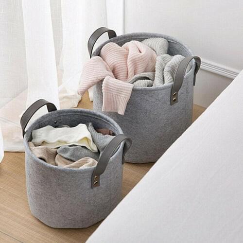 NoEnName-Null 1PC Foldable Large Felt Washing Clothes Laundry Basket Bin Hamper Storage Bags Organizer