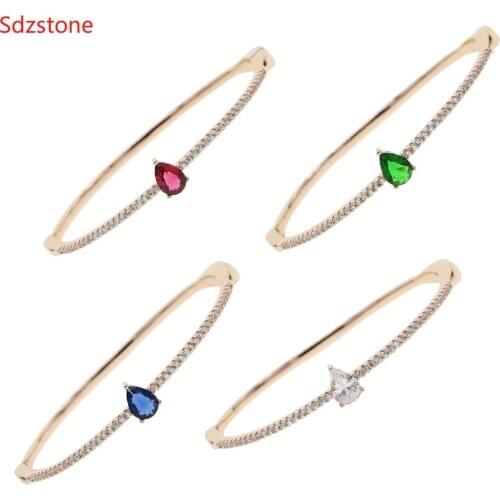 New Arrival Hot Sell Top Quality AAA CZ Crystal Bracelet Bangle For Women Waterdrop Crystal Rose Gold Color Wedding Jewelry
