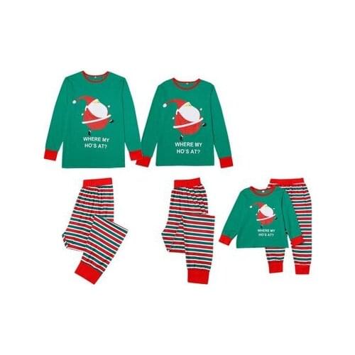 Autumn And Winter New Long-sleeved T-shirt Suit Santa Claus Print Home Service Pajamas Parent-child Family Supporting Equipment