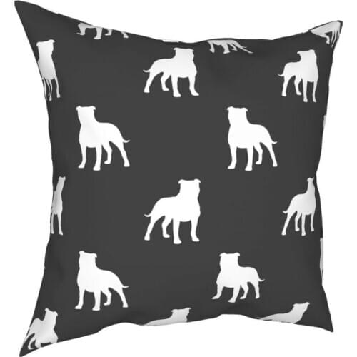 Staffordshire Bull Terrier Silhouette Throw Pillow Cover Polyester Throw Pillow Dog Fashion Pillowcover Home Decor