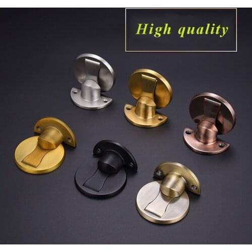 304 stainless steel strong magnetic ground suction hole-free bathroom bedroom invisible silent door stopper door touch
