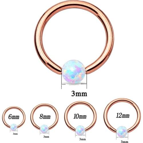 4Pcs Mixed Size Surgical Steel Rose Gold Opal Captive Bead Opal Earring stud Opal Lip Ring Body Piercing Jewelry-16G