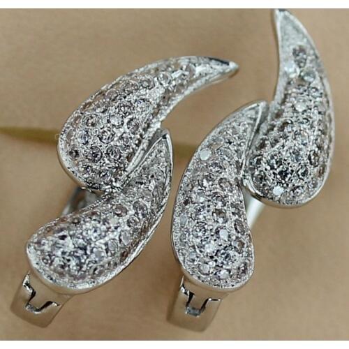 SHUNXUNZE Luxury Shinning Engagement Wedding christmas Earrings for women dropshipping White Cubic Zirconia Rhodium Plated R3132