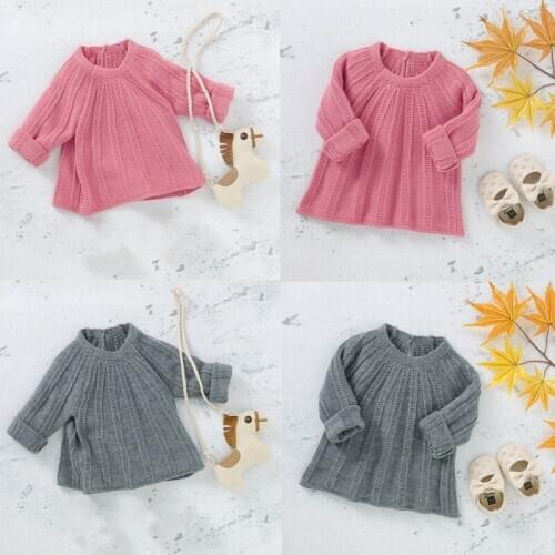 Baby Girl Sweater Autumn Winter Warm Colthes Kids Casual Sweaters Solid Pattern Knitted Outerwear Clothes Fall