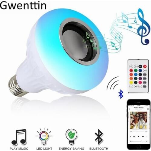 Smart RGB RGBW Wireless Bluetooth Speaker Bulb Lamp Music Playing Dimmable 12W E27 LED Light Player with 24 Keys Remote Control