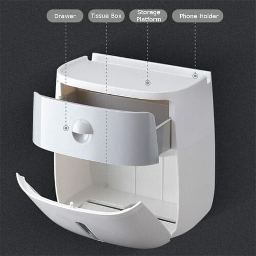 Waterproof wall mount toilet paper holder bathroom shelf tissue dispenser paper roll Tube storage box bedroom creative tray