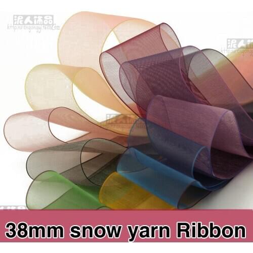 High Quality 38mm Solid Color snow yarn Ribbon Satin Ribbon DIY Manual Riband Bowknot Hair accessories snow yarn belt 10M/Lot