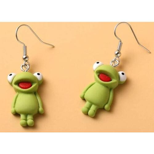 Cartoon Cute Green Frog Stud Earrings Shiny Rhinestone Frog Animal Earrings for Women Girls Fashion Party Jewelry Gift Dropship
