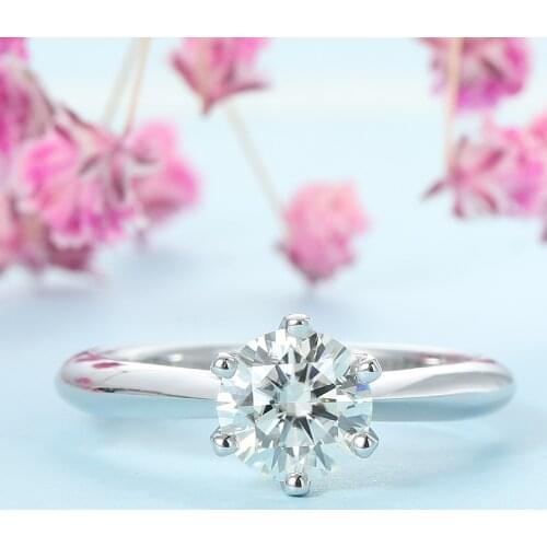 Veryins Moissanite Solitaire Engagement Ring Sterling Silver 925 1ct 2ct 3ct Classic Crown Set Ring for Women Wedding Gift