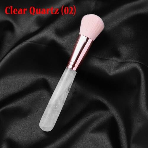 1pc Loose Powder Brush Natural Clear Quartz Crystal Healing Gemstone Multifunctional Makeup Tool Cosmetics Soft Hair Beauty Tool
