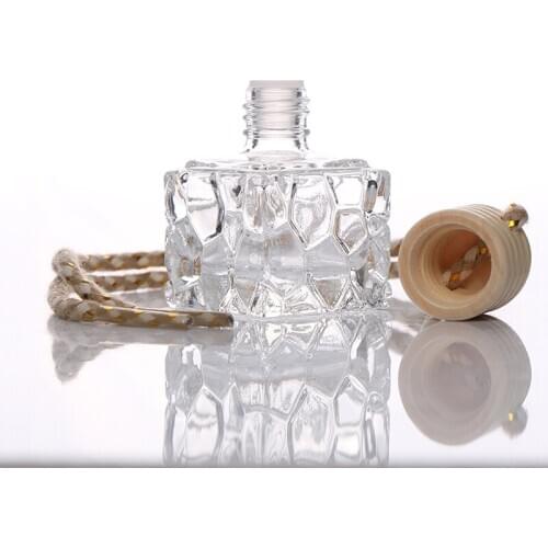 10ml Car Square Hanging Empty Glass Perfume Bottles Pendant Car Ornament 1Pc
