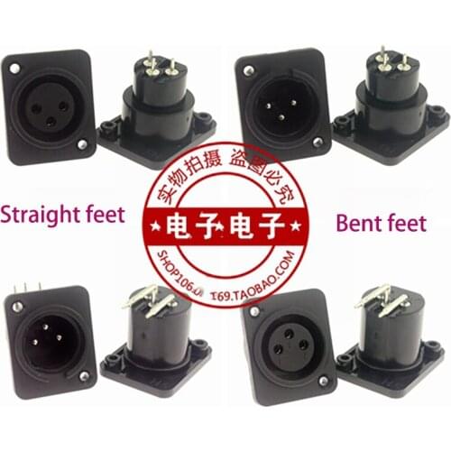 100 pcs Three-core XLR female connector Canon Mixer socket PCB panel Straight foot elbow male and female socket