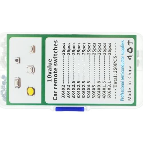 250PCS 10 Types Tactile Push Button Touch Switch Remote Keys Button Kit Microswitch