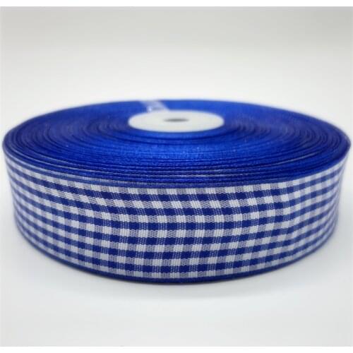 5yards/lot 10/15/20/25mm Blue Plaid Ribbon Grid Printed Ribbon For Home Wedding Christmas Decoration DIY Gift Wrapping