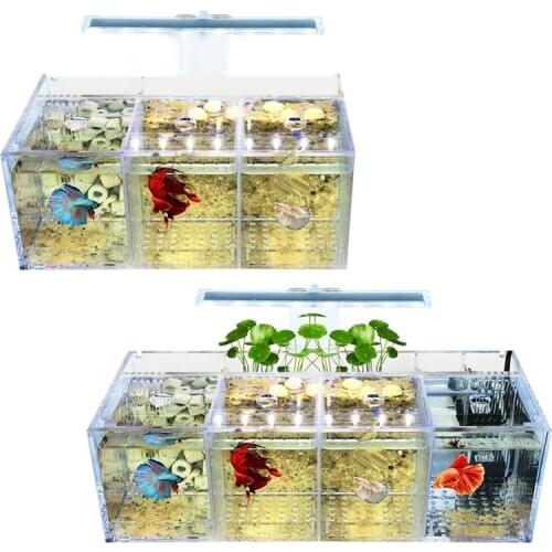 Aquarium LED Acrylic Betta Fish Tank Set Mini Desktop Light Water Pump Filters