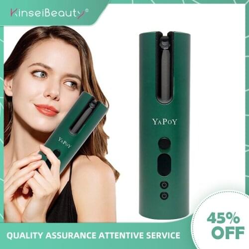 Wireless Automatic Hair Curler Multi-Automatic Curler LED Display Temperature Adjustable USB Rechargeable Cordless Hair Styling